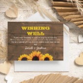 Zonnebloemen en rustieke houten bruiloft wensen go informatiekaartje