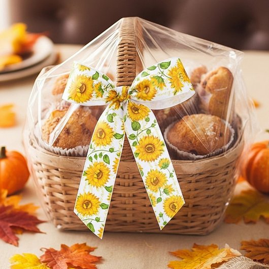 Zonnebloemen en satijnlint lint