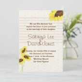 Zonnebloemen en strepen bruiloft uitnodiging (Staand voorkant)