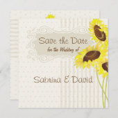 Zonnebloemen en strepen Collectie Bewaar de datum Save The Date (Voorkant / Achterkant)