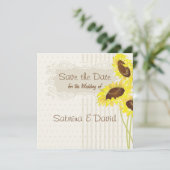 Zonnebloemen en strepen Collectie Bewaar de datum Save The Date (Staand voorkant)