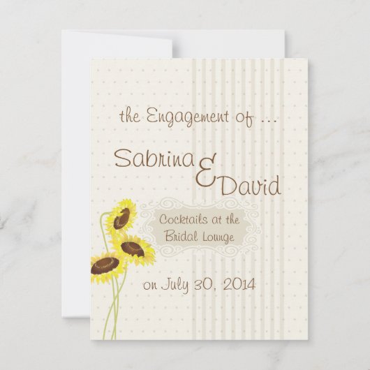 Zonnebloemen en strepen Verloving aankondiging (Achterkant)
