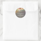 Zonnebloemen en String Lights Rustieke Houten Schu Ronde Sticker (Tas)
