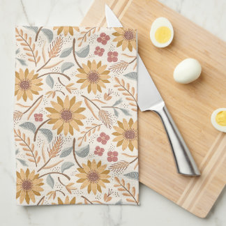 Zonnebloemen en tarweoren theedoek