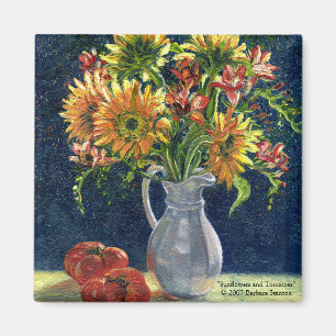 "Zonnebloemen en tomaten" Magnet Magneet