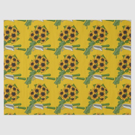 Zonnebloemen en -tuingereedschap- tissuepapier (Voorkant)