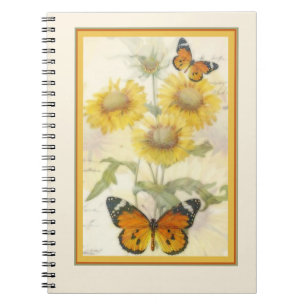 Zonnebloemen en vlinder notitieboek