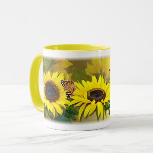 Zonnebloemen en vlinderbloemigen mok (Voorkant links)