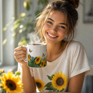 Zonnebloemen en Vlinders Bloemachtig Koffiemok