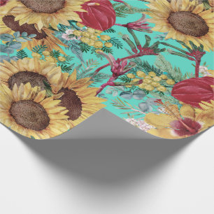 zonnebloemen en zomertropische wilde bloemen cadeaupapier