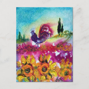 ZONNEBLOEMEN EN ZWARTE HAAN Bloemvelden Uitnodiging Briefkaart
