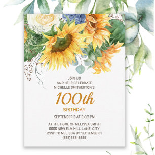 Zonnebloemen Eucalyptus 100ste verjaardag Briefkaart