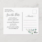 Zonnebloemen Eucalyptus FOTO Bruiloft Save the Dat Briefkaart (Achterkant)