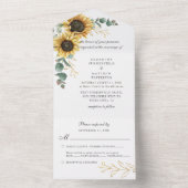 Zonnebloemen Eucalyptus Greenery Wedding All In One Uitnodiging (Binnen)