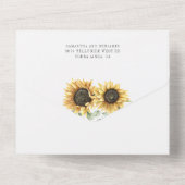 Zonnebloemen Eucalyptus Greenery Wedding All In One Uitnodiging (Achterkant)