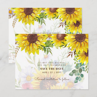 Zonnebloemen Eucalyptus Groene Bloemen Trouwdag AA Briefkaart