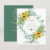 Zonnebloemen Eucalyptus Groene Huwelijksuitnodigin (Voorkant / Achterkant)