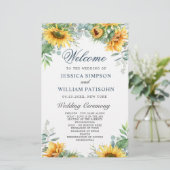 Zonnebloemen Eucalyptus Huwelijksceremonie Program (Staand voorkant)