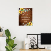 Zonnebloemen Eucalyptus Rustic Weddenschap Welkoms Poster (Thuiskantoor)
