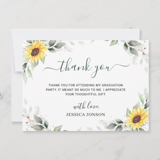 Zonnebloemen Eucalyptus Rustisch FOTO-Afstuderen Bedankkaart (Achterkant)