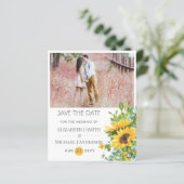 Zonnebloemen Eucalyptus Save the Date Trouw Uitnod (Staand voorkant)