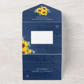 Zonnebloemen Eucalyptus String Lights Navy Weddens All In One Uitnodiging (Buitenkant)