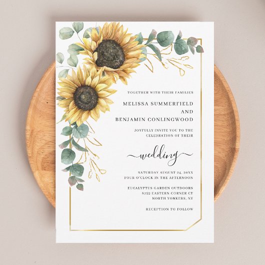 Zonnebloemen Eucalyptus Weddenschap Kaart