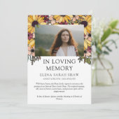Zonnebloemen Foto in Living Memory Announding Aankondiging (Staand voorkant)