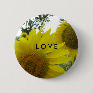 Zonnebloemen foto liefde badge ronde button 5,7 cm
