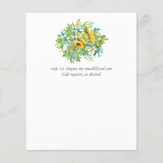 Zonnebloemen Geel Blauw Bloemig Bladerrijk Trouw U (Achterkant)