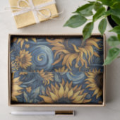 Zonnebloemen Geel en Blauw Swirls Decoupage Tissuepapier (Geschenk)