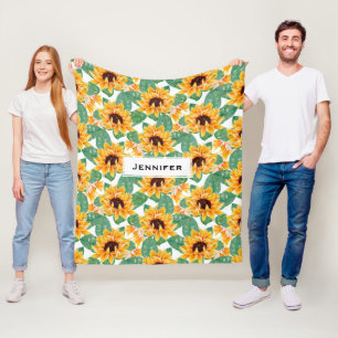 zonnebloemen Geel en groen patroon Fleece Deken