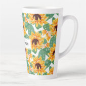  zonnebloemen Geel en groen patroon Latte Mok (Rechts)