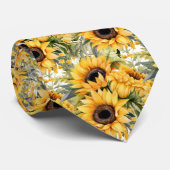 Zonnebloemen Geel en wit Bloemen Stropdas (Opgerold)