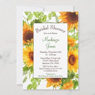 Zonnebloemen Geel Floral Bridal Shower Kaart
