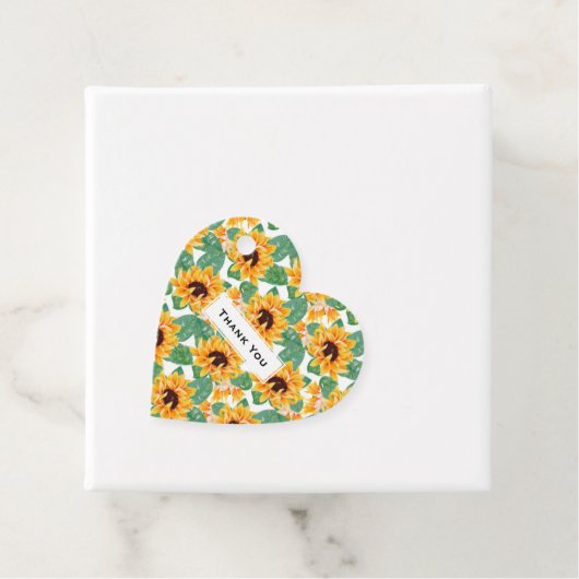 zonnebloemen Geel & Groen Patroon Dank u Bedankjes Labels (In situ)