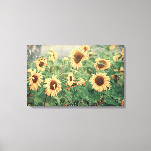 Zonnebloemen Geel textiel Floral Art Canvas Afdruk