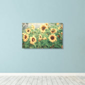 Zonnebloemen Geel Textuur Bloemenkunst Canvas Afdruk (Insitu (Houten vloer))