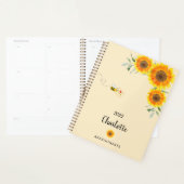 Zonnebloemen gele bijen aangepaste naam planner (Display)