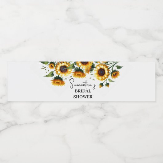 Zonnebloemen Gele Bloemen Rustiek Vrijgezellenfees Waterfles Etiket (Enkel label)