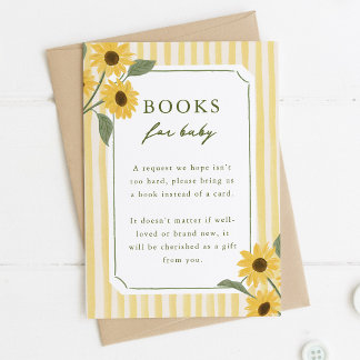 Zonnebloemen & Gele Strepen Boeken voor Baby Informatiekaartje