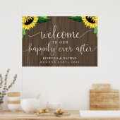 Zonnebloemen gelukkig altijd na bruiloft Welkomstb Poster (Keuken)