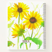 Zonnebloemen gepersonaliseerde aangepaste naam tij notitieboek (Achterkant)