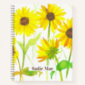 Zonnebloemen gepersonaliseerde aangepaste naam tij notitieboek (Voorkant)
