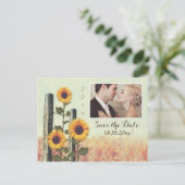 Zonnebloemen gesneden hek Save the Date Briefkaart (Staand voorkant)