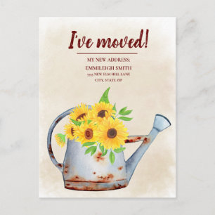 Zonnebloemen Gietkan Waterverf Adreswijziging Briefkaart