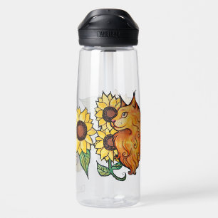 Zonnebloemen Ginger Maine Coon Cat Waterfles