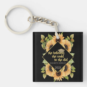 Zonnebloemen Glitter Afstudeerhoed Drankviltje K Sleutelhanger