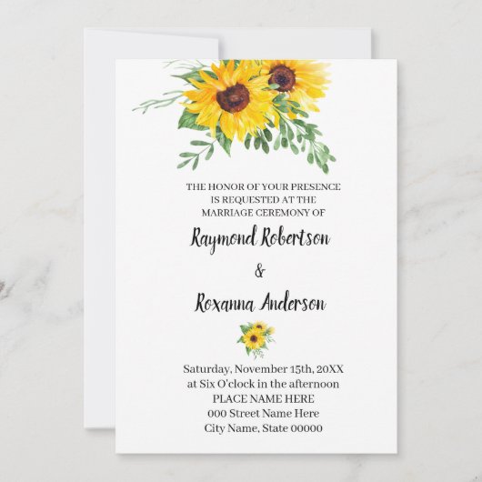 Zonnebloemen Greenery Wedding Country Chic Kaart (Voorkant)