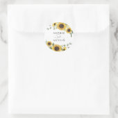 Zonnebloemen Groen Olijf Eucalyptus Envelop Ronde Sticker (Tas)
